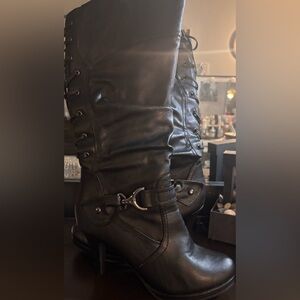 TOP Moda Black lace up Heeled Boots